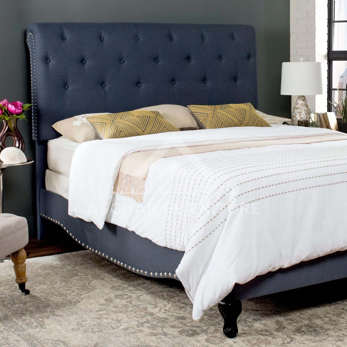 Linen Rolled Back Bed